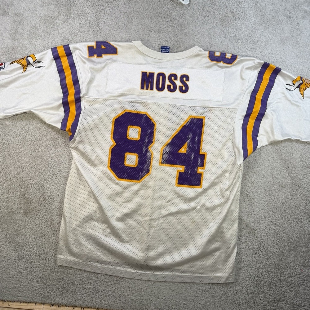 Vintage Randy Moss Minnesota Vikings Jersey Mens XL White Champion #84 NFL Mesh